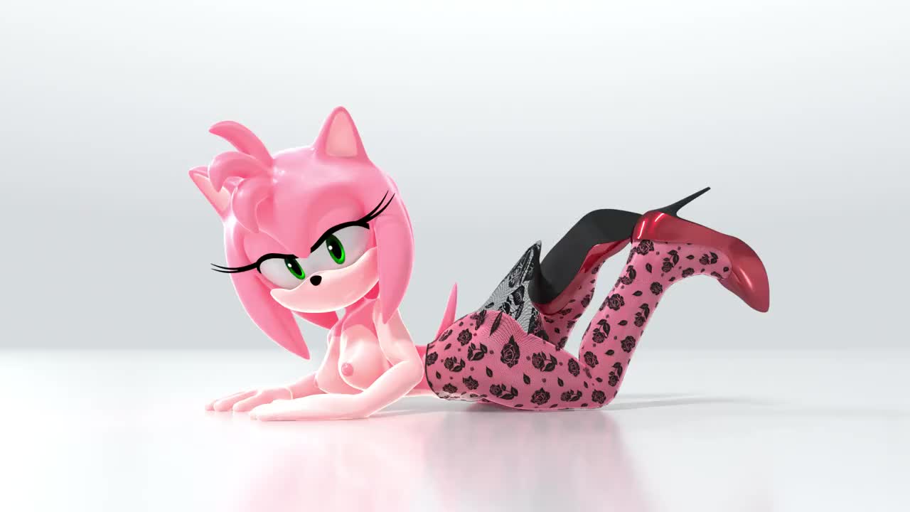 amy rose, topless, animated, tagme, video, breasts, high heels, hitmarker2nsfw, leotard, lying, medium hair, nipples, on stomach, pink fur, pink hair, tight clothes