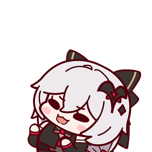 luna (honkai impact), honkai (series), honkai impact 3rd, animated, animated gif, looping animation, lowres, 1girl, bat hair ornament, black bow, black dress, blush stickers, bow, closed eyes, detached sleeves, dress, grey hair, hair between eyes, hair bow, hair ornament, long hair, open mouth, simple background, smile, solo, transparent background, upper body, xixi fei