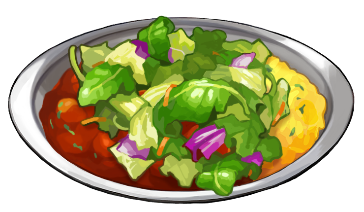 nintendo, pokemon, pokemon swsh, artist request, game cg, official art, third-party source, curry, curry rice, food, food focus, lettuce, no humans, plate, rice, transparent background