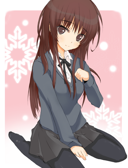 deanoia, re, kamizaki risa, amagami, bad id, bad pixiv id, 1girl, brown hair, female focus, long hair, pantyhose, pleated skirt, school uniform, skirt, solo, sweater
