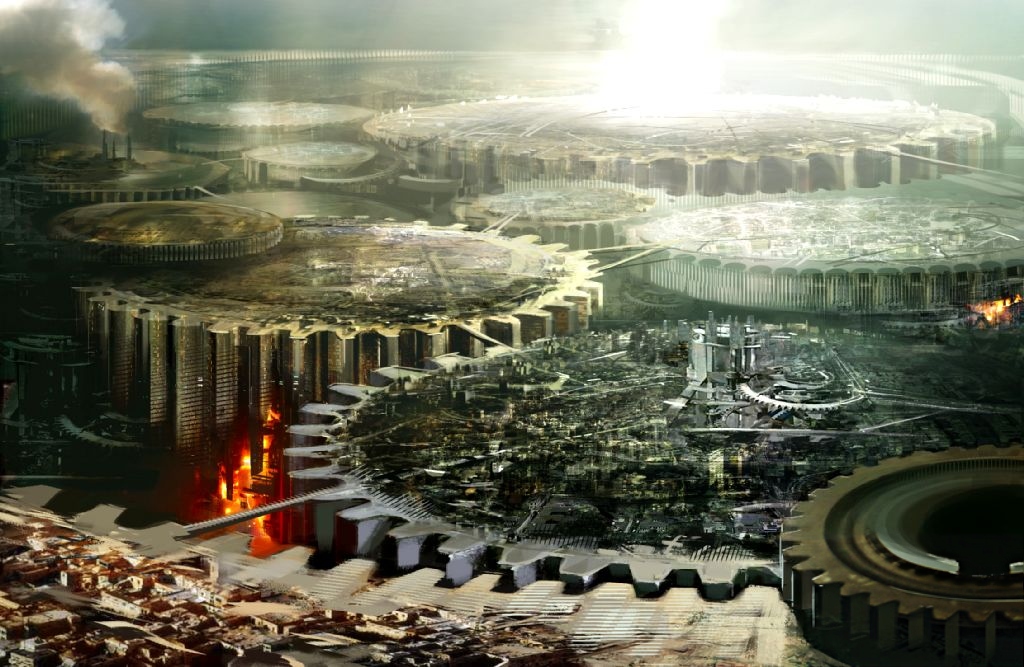 daniel dociu, guild wars (series), guild wars 1, concept art, tagme, cityscape, fantasy, gears, grand scale, scenery