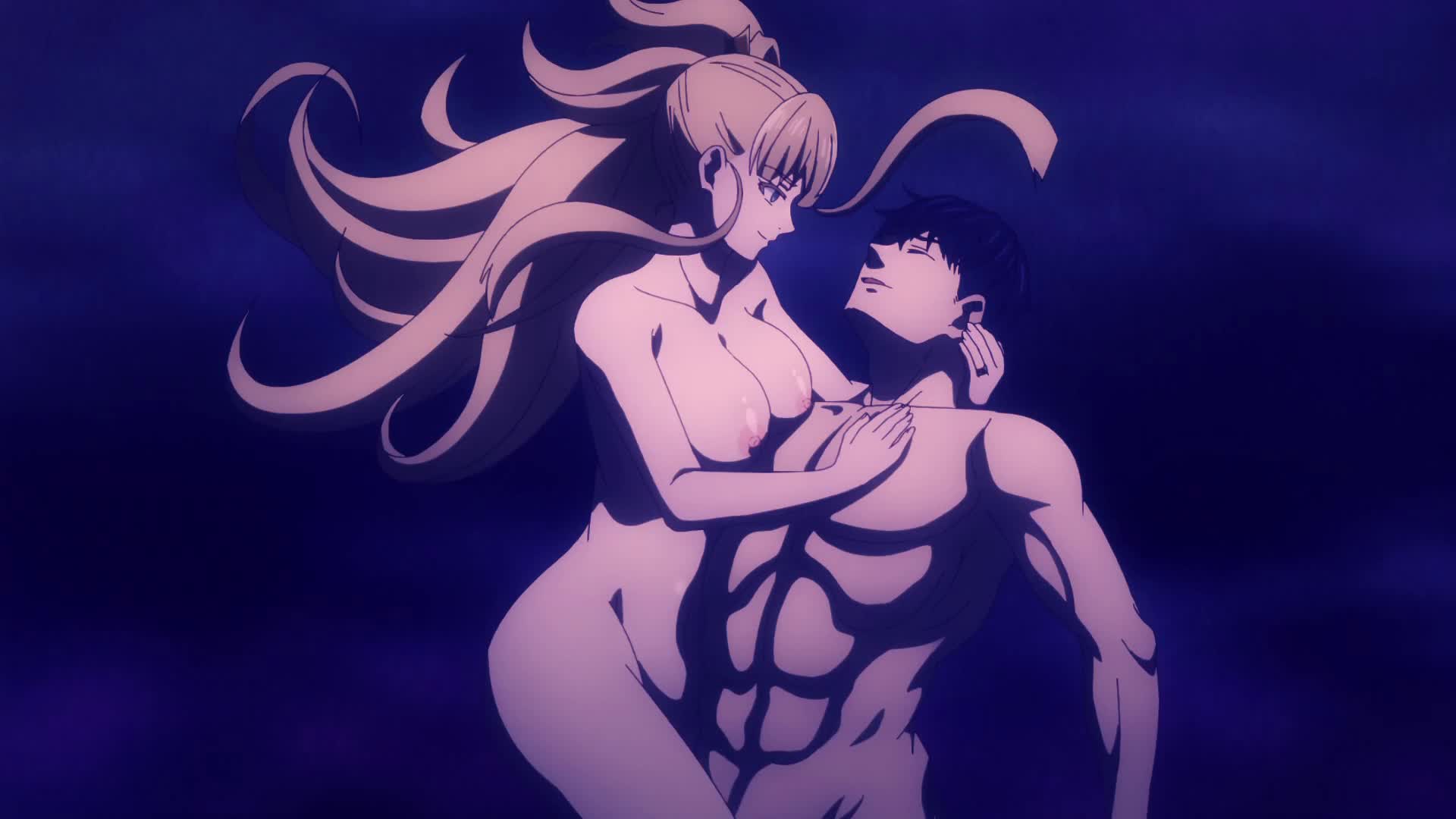 nonaka himeno, satou haruto, kekkon yubiwa monogatari, animated, anime screenshot, highres, sound, tagme, video, 1boy, 1girl, abs, black eyes, black hair, blonde hair, breasts, collarbone, completely nude, corruption, empty eyes, eye reflection, large breasts, lips, long hair, muscular, muscular male, navel, nude, open mouth, reflection, smile, stomach, thighs, wide hips