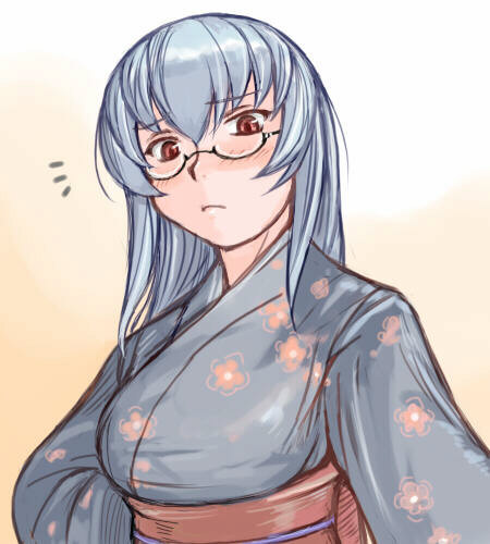 tsuda nanafushi, suigintou, rozen maiden, silver hair, lowres, 00s, 1girl, aged up, breasts, female focus, glasses, japanese clothes, large breasts, solo