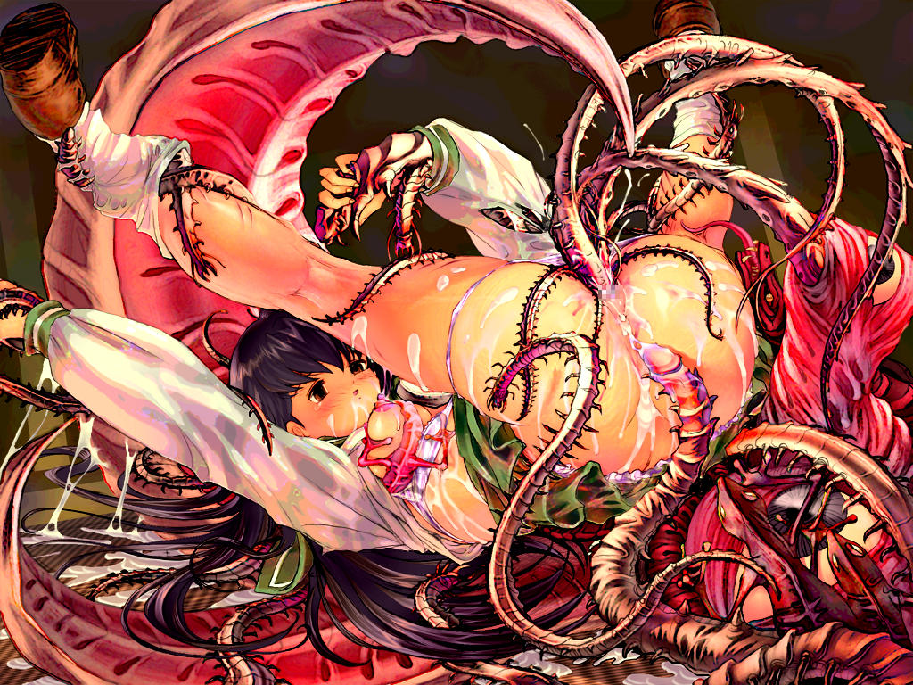 mermaid (artist), higurashi kagome, inuyasha, jpeg artifacts, empty eyes, rape, tentacles