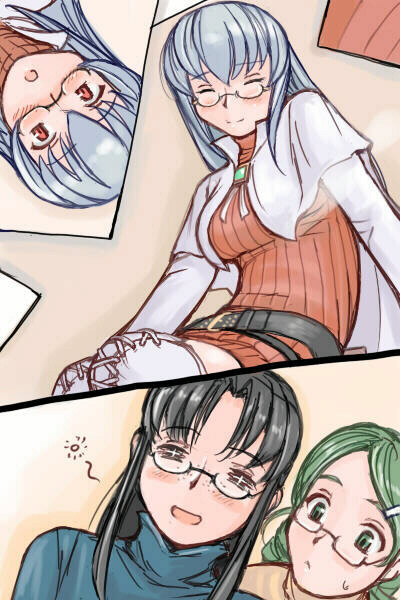 tsuda nanafushi, aty, aty (summon night), kanaria, kusabue mitsu, suigintou, rozen maiden, summon night, summon night 3, silver hair, + +, 3girls, aged up, aty (cosplay), aty (summon night) (cosplay), belt, black hair, blush, breasts, cape, cosplay, freckles, glasses, green eyes, green hair, large breasts, long hair, multiple girls, smile, turtleneck