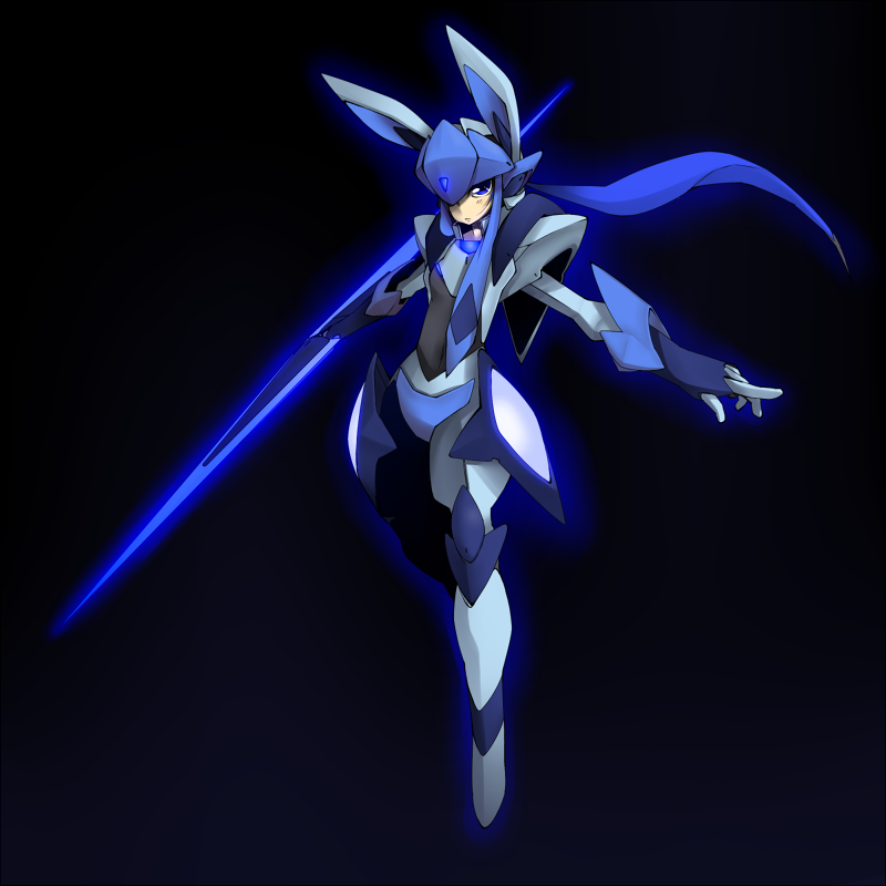 metaphor (artist), glaceon, nintendo, pokemon, 1girl, armor, costume, female focus, gen 4 pokemon, lance, personification, pointy ears, polearm, ponytail, solo, weapon