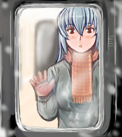 tsuda nanafushi, suigintou, rozen maiden, silver hair, lowres, 00s, aged up, casual, gloves, red eyes, scarf, snow, solo