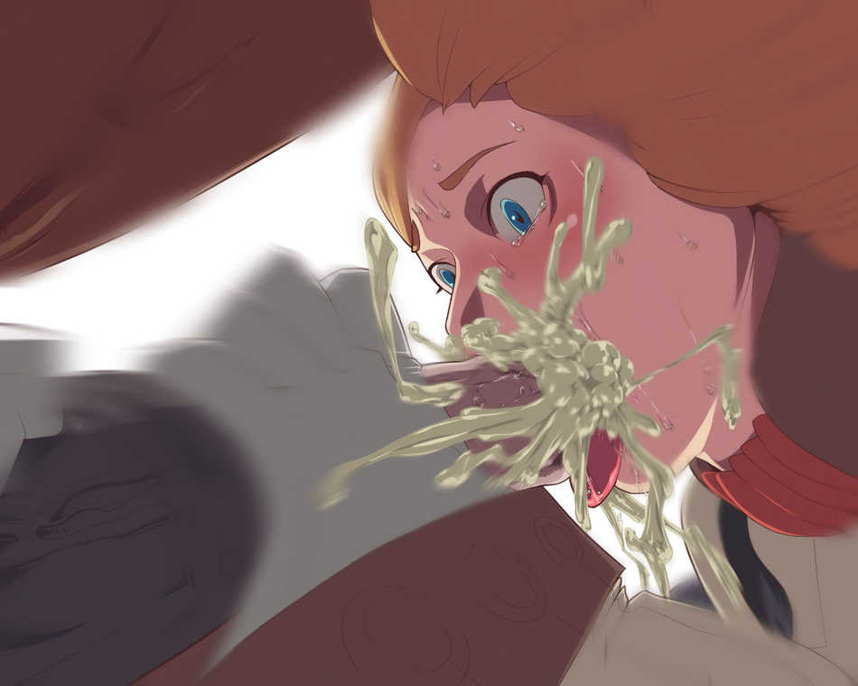 kitsunenone, okiyo, jpeg artifacts, 1girl, animal penis, bestiality, blonde hair, blue eyes, blush, close-up, cum, cum in mouth, fellatio, gloves, handjob, horse, horse penis, motion blur, mouthful, oral, penis, solo focus, surprised, sweat, tears, tongue, veins, veiny penis, white background