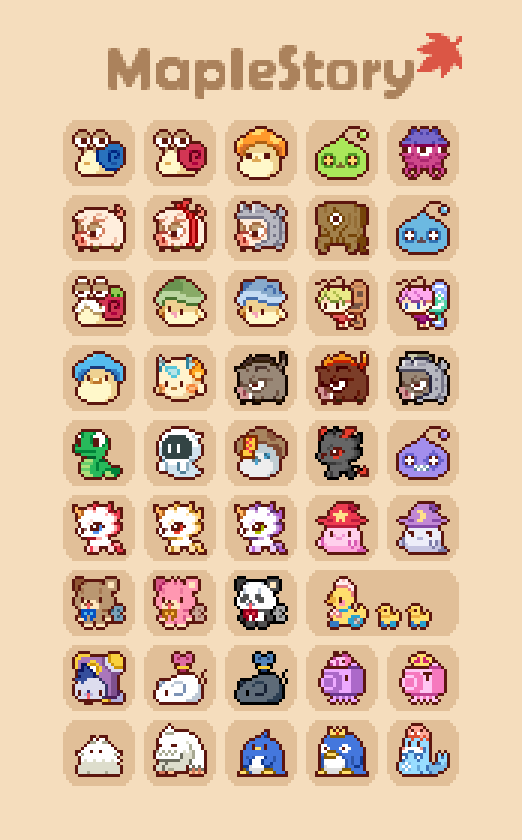 chansui (ginping0602), slime (maplestory), maplestory, commentary request, mixed-language commentary, antennae, bird, black ratz (maplestory), bloctopus (maplestory), blonde hair, blue bow, blue bowtie, blue mushroom (maplestory), blue snail (maplestory), boar, bow, bowtie, brown teddy (maplestory), bubbling (maplestory), cellion (maplestory), crown, facial hair, fairy, fairy (maplestory), fire boar (maplestory), freezer (maplestory), green mushroom (maplestory), grupin (maplestory), hat, horny mushroom (maplestory), iron boar (maplestory), iron hog (maplestory), jr. boogie (maplestory), jr. necki (maplestory), jr. pepe (maplestory), jr. wraith (maplestory), jr. yeti (maplestory), king bloctopus (maplestory), leaf, lioner (maplestory), lucida (maplestory), lunar pixie (maplestory), mano (maplestory), mustache, mutant slime (maplestory), octopus (maplestory), orange mushroom (maplestory), panda teddy (maplestory), penguin, pepe (maplestory), pig, pink hair, pink teddy (maplestory), pixel art, ratz (maplestory), red snail (maplestory), ribbon pig (maplestory), roloduck (maplestory), royal fairy (maplestory), slime (creature), snail, snake, star pixie (maplestory), stuffed animal, stuffed toy, stump (maplestory), teddy bear, tick-tock (maplestory), white hair, wild boar (maplestory), winding key, yeti (creature), yeti (maplestory), zombie mushroom (maplestory)