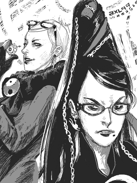 axl99, bayonetta, jeanne (bayonetta), bayonetta (series), tagme, glasses, long hair