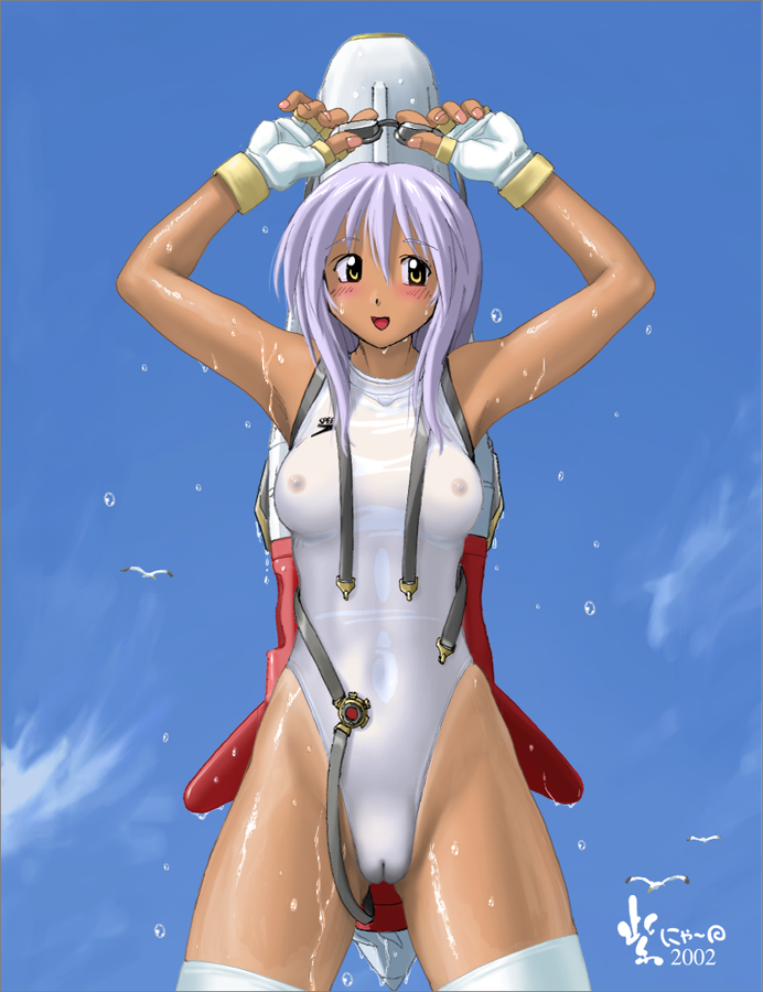nyanko batake, high cut kingdom, tagme, cameltoe, competition swimsuit, nipples, one-piece swimsuit, swimsuit