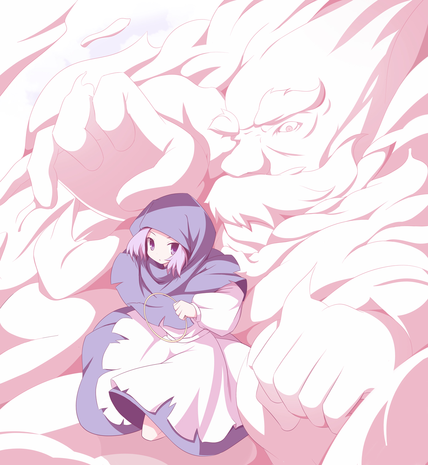 miko machi, kumoi ichirin, unzan, touhou, highres, pink hair, purple eyes