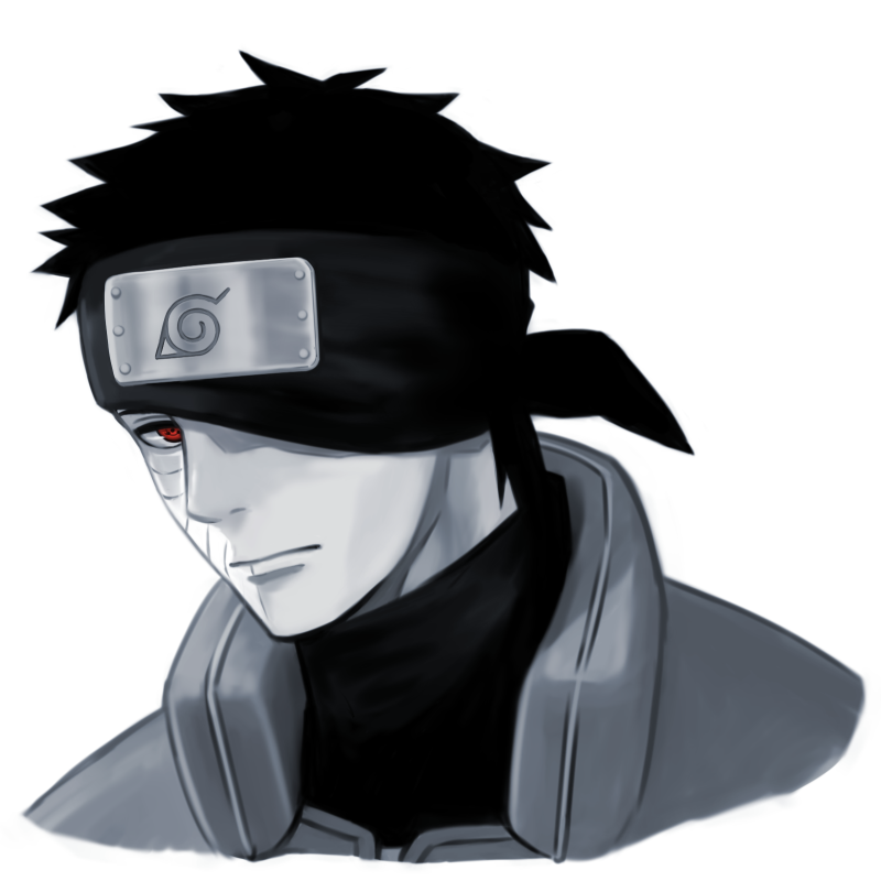 uchiha obito, naruto (series), naruto shippuuden, 1boy, closed mouth, cropped torso, flak jacket, forehead protector, greyscale, jacket, konohagakure symbol, looking at viewer, male focus, monochrome, one eye covered, sameccor, sharingan, shirt, short hair, solo, spot color, turtleneck, turtleneck shirt, upper body