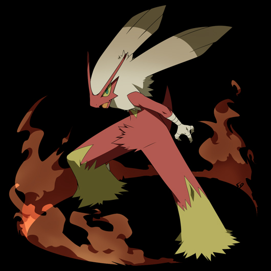 blaziken, nintendo, pokemon, claws, dark, feathers, fire, furry, gen 3 pokemon, open mouth, pokemon (creature), simple background, solo