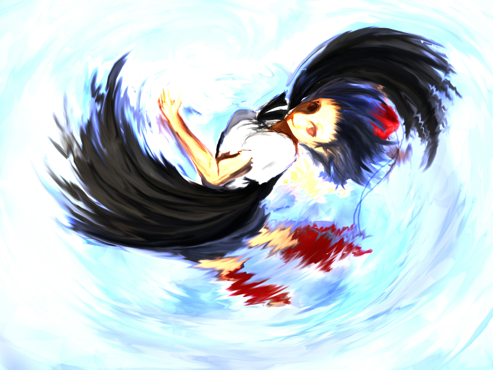 rasha, shameimaru aya, touhou, highres, 1girl, black hair, black wings, female focus, hat, solo, wings