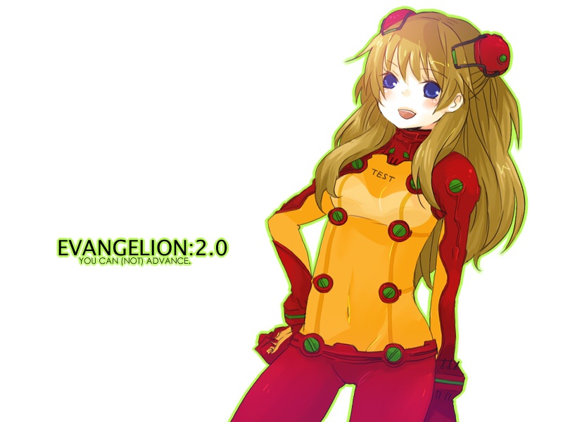 katagiri (mighty swing), souryuu asuka langley, neon genesis evangelion, rebuild of evangelion, 00s, 1girl, blue eyes, bodysuit, brown hair, female focus, hair ornament, mecha pilot suit, plugsuit (evangelion), smile, solo, test plugsuit (evangelion)