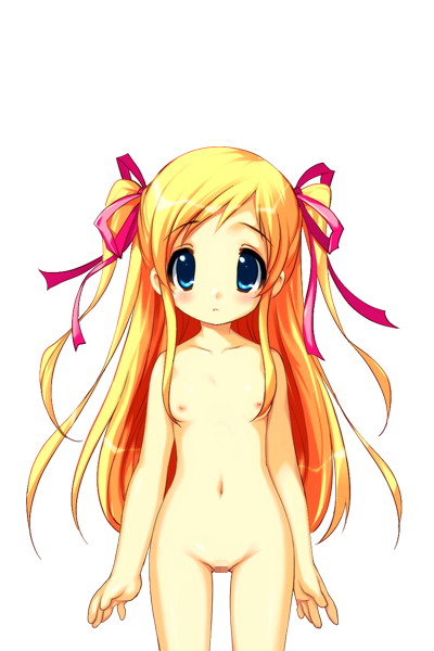 misaki (natsuyasumi dayo!), natsuyasumi dayo! oyakodon ~mama mo issho ni vacance nikki~, blonde hair, blue eyes, blush, censored, flat chest, loli, long hair, navel, nude, pussy