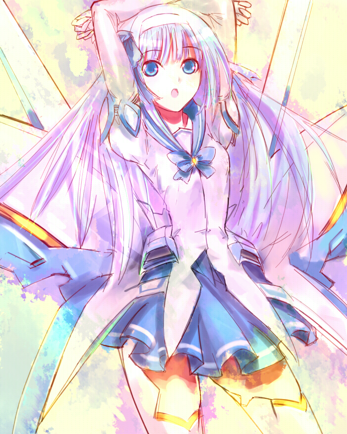 kiyo, star (ikaruga), 1girl, female focus, long hair, purple hair, skirt, solo