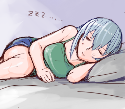 tsuda nanafushi, suigintou, rozen maiden, silver hair, lowres, 00s, 1girl, aged up, breasts, female focus, large breasts, sleeping, solo