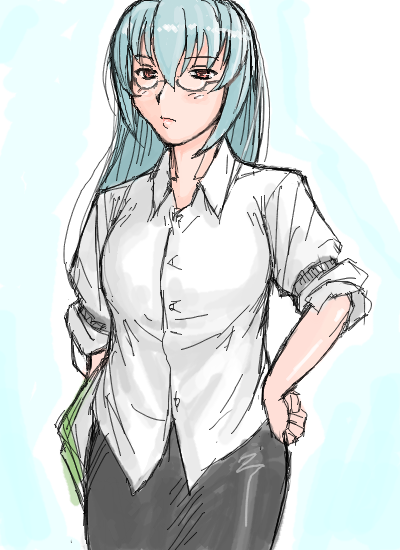 tsuda nanafushi, suigintou, rozen maiden, silver hair, 00s, 1girl, aged up, breasts, female focus, glasses, large breasts, red eyes, solo