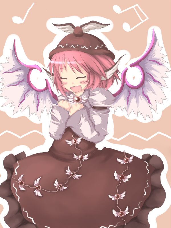 crot (pixiv), kuroto (asgardh), mystia lorelei, touhou, 1girl, closed eyes, female focus, music, musical note, singing, solo