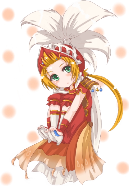 minnku, onion knight, dissidia final fantasy, final fantasy, final fantasy iii, bad id, bad pixiv id, 1990s (style), blonde hair, epaulettes, green eyes, helmet, ponytail, retro artstyle, solo