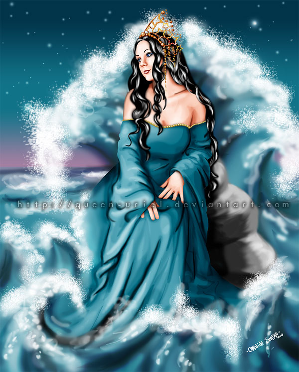 tagme, black hair, blue eyes, dress, iemanja, long hair, solo, water