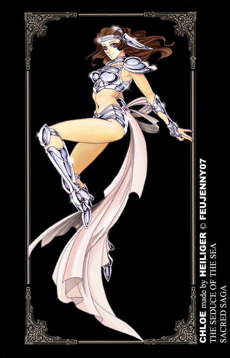 sacred saga, saint seiya, gender request, highres, armor, brown hair, genderswap, purple eyes, solo, zodiac