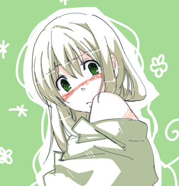 maka albarn, soul eater, lowres, 00s, blush, green eyes, long hair, shy, white hair