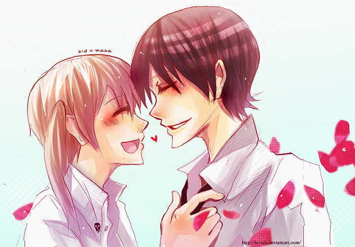 black hair, blonde hair, blush, jacket, short hair, smile, twintails