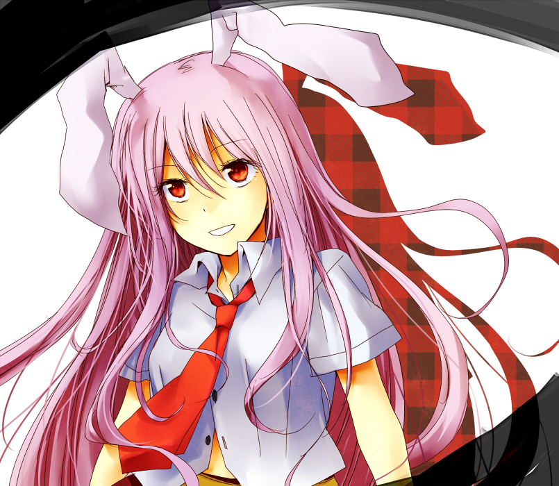 kutsushita, kutsushita (tokati r), reisen udongein inaba, touhou, bad id, bad pixiv id, 1girl, animal ears, female focus, necktie, purple hair, rabbit ears, red eyes, solo
