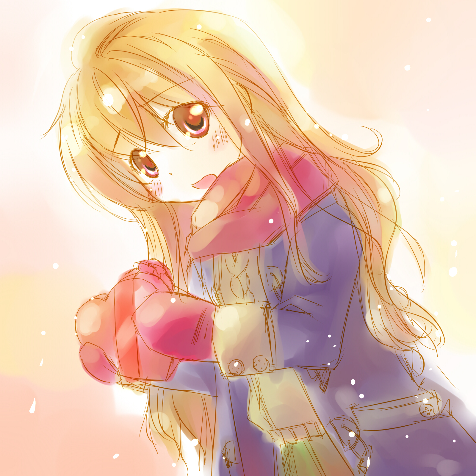 nekito, aisaka taiga, toradora!, highres, 00s, blush, scarf, snow, solo, valentine
