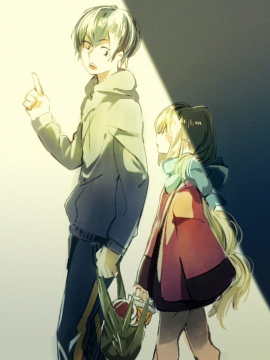 chiko (beroro), aisaka taiga, takasu ryuuji, toradora!, 00s, long hair, pointing, scarf