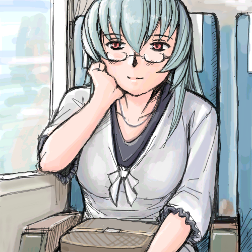 tsuda nanafushi, suigintou, rozen maiden, silver hair, lowres, 00s, 1girl, aged up, casual, female focus, glasses, indoors, red eyes, solo