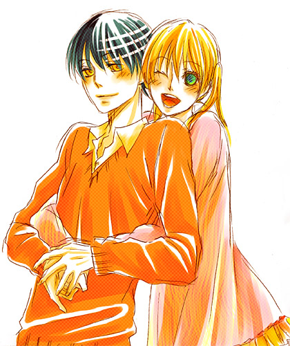 death the kid, maka albarn, soul eater, lowres, 00s, black hair, blonde hair, blush, happy, hug, short hair, smile