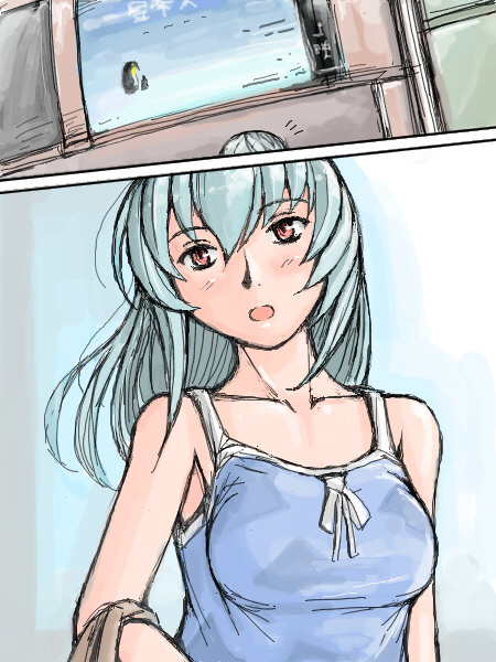 tsuda nanafushi, suigintou, rozen maiden, silver hair, 00s, aged up, casual, red eyes, wind