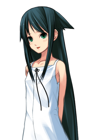 saya (saya no uta), saya no uta, lowres, tagme, dress, green eyes, long hair, ribbon