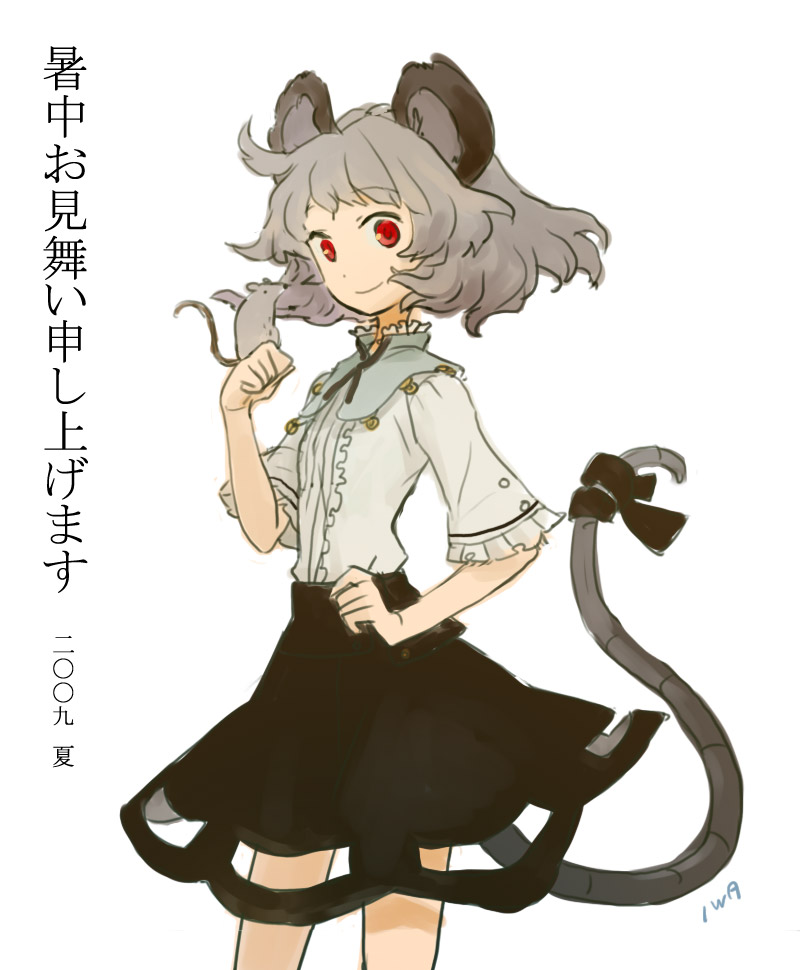 iwamoto zerogo, nazrin, touhou, 1girl, animal ears, female focus, mouse (animal), mouse ears, red eyes, short hair, solo, tail