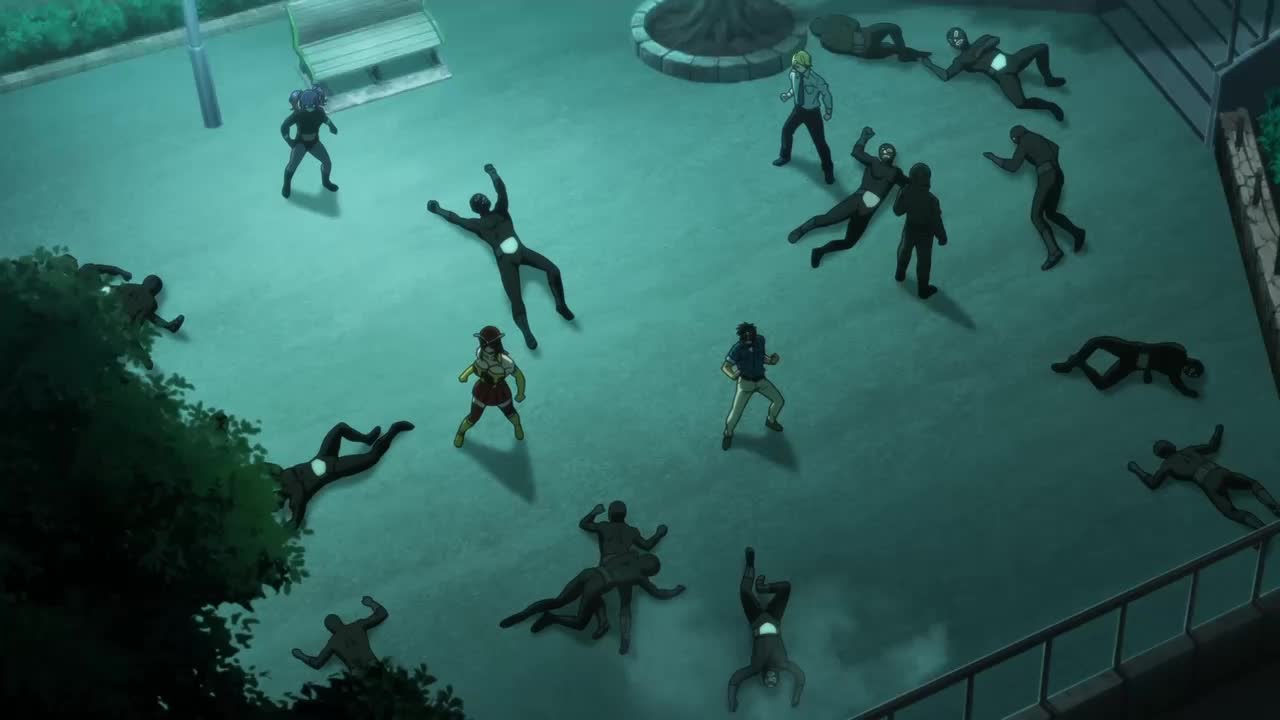 yukarisu, kamen rider, toujima tanzaburou wa kamen rider ni naritai, animated, anime screenshot, sound, tagme, video, 1girl, 6+boys, angry, black leotard, bouncing breasts, breasts, fighting, hetero, jumping, large breasts, leotard, multiple boys, multiple girls, night, outdoors, ryona, shocker (kamen rider), surprised, tears, trembling, twintails, wide hips