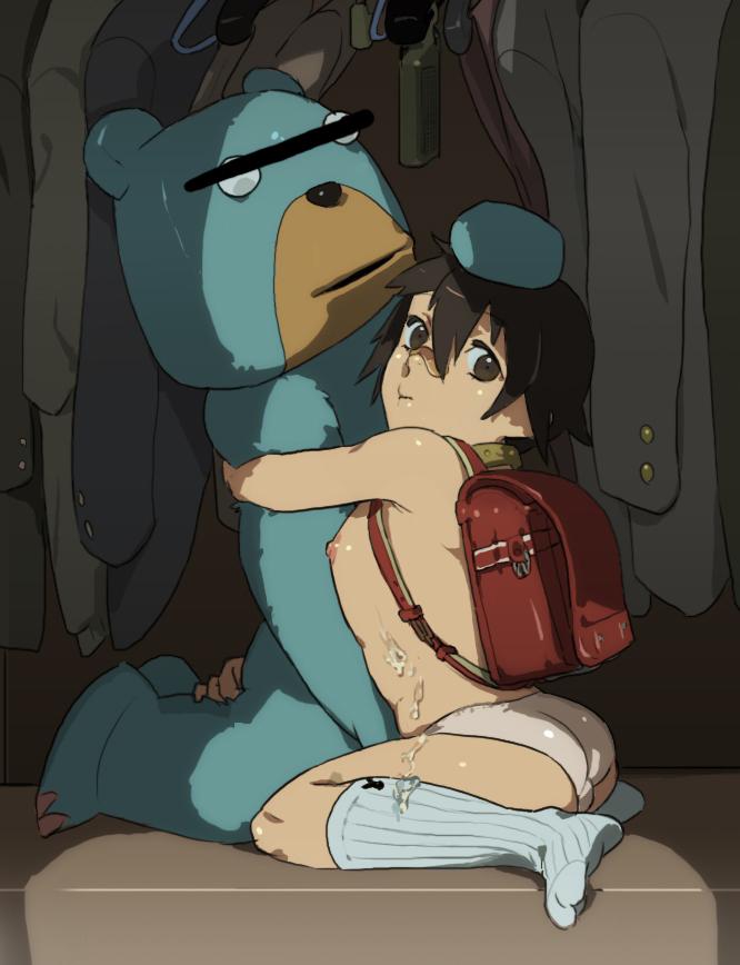 tagme, backpack, bag, bear, loli, panties, randoseru, topless female, underwear