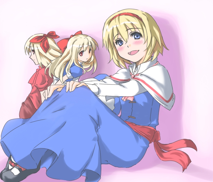 haruichi (komikal), alice margatroid, hourai doll, shanghai doll, touhou, 1girl, blonde hair, blush, female focus, hairband, solo