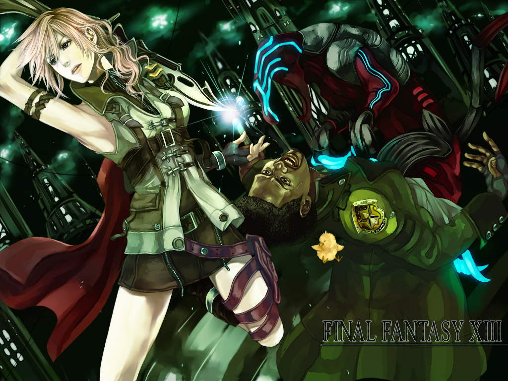 furayu (flayu), numeri (gunfra), numeri (pixiv), chicobo, chocobo, lightning farron, sazh katzroy, final fantasy, final fantasy xiii, bad id, bad pixiv id, 10s, 1boy, 1girl, afro, armpits, black eyes, black hair, blue eyes, cape, coat, copyright name, couple, dark skin, fingerless gloves, frocobo, gloves, miniskirt, pencil skirt, pink hair, short hair, skirt, sword, thigh strap, trench coat, weapon