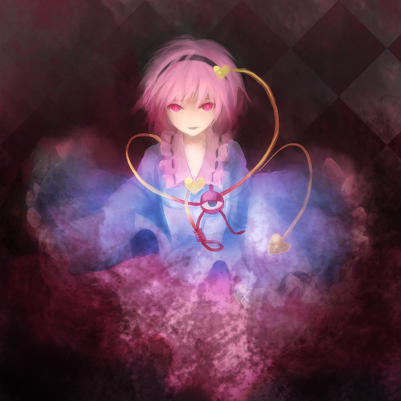 shion (mamuring), shionty, komeiji satori, touhou, bad id, bad pixiv id, 1girl, female focus, pink eyes, pink hair, solo