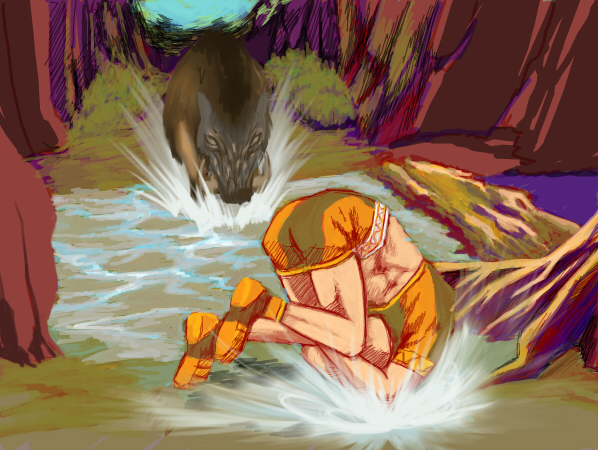 bullfango, capcom, monster hunter (series), tagme, 1boy, male focus, solo, water