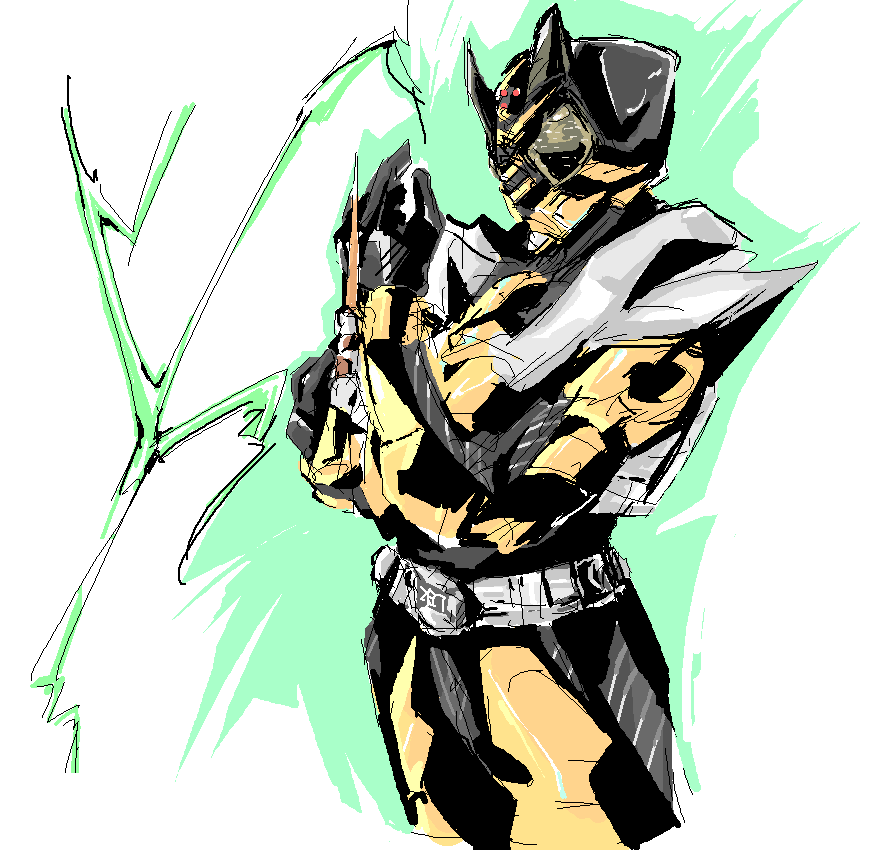 hiramekimedesu, kamen rider thebee, kamen rider, kamen rider kabuto (series), 1boy, bare shoulders, belt, helmet, male focus, muscular, shoulder pads, simple background, sketch, solo, standing, white background