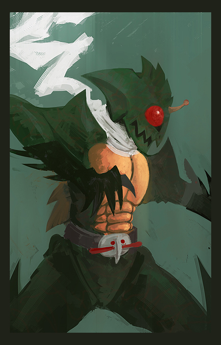 ethird, kamen rider amazon, kamen rider, kamen rider amazon (series), belt, claws, male focus, monster, scarf, solo, teeth