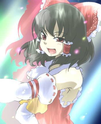 yuko (artist), yuuyuu (yuko), hakurei reimu, touhou, bad id, bad pixiv id, lowres, 1girl, female focus, japanese clothes, miko, ribbon, solo