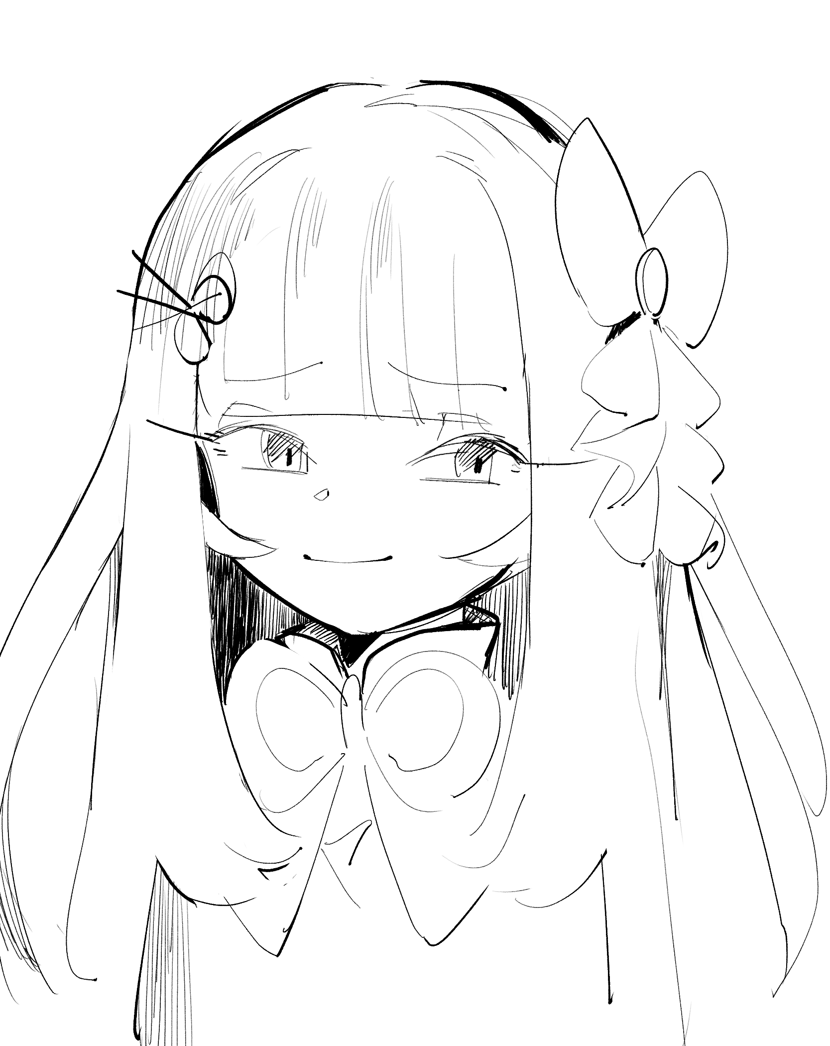 jushikuroni, amanogawa shiina, phase connect, tagme, 1girl, hair ornament, ribbon, sketch, virtual youtuber