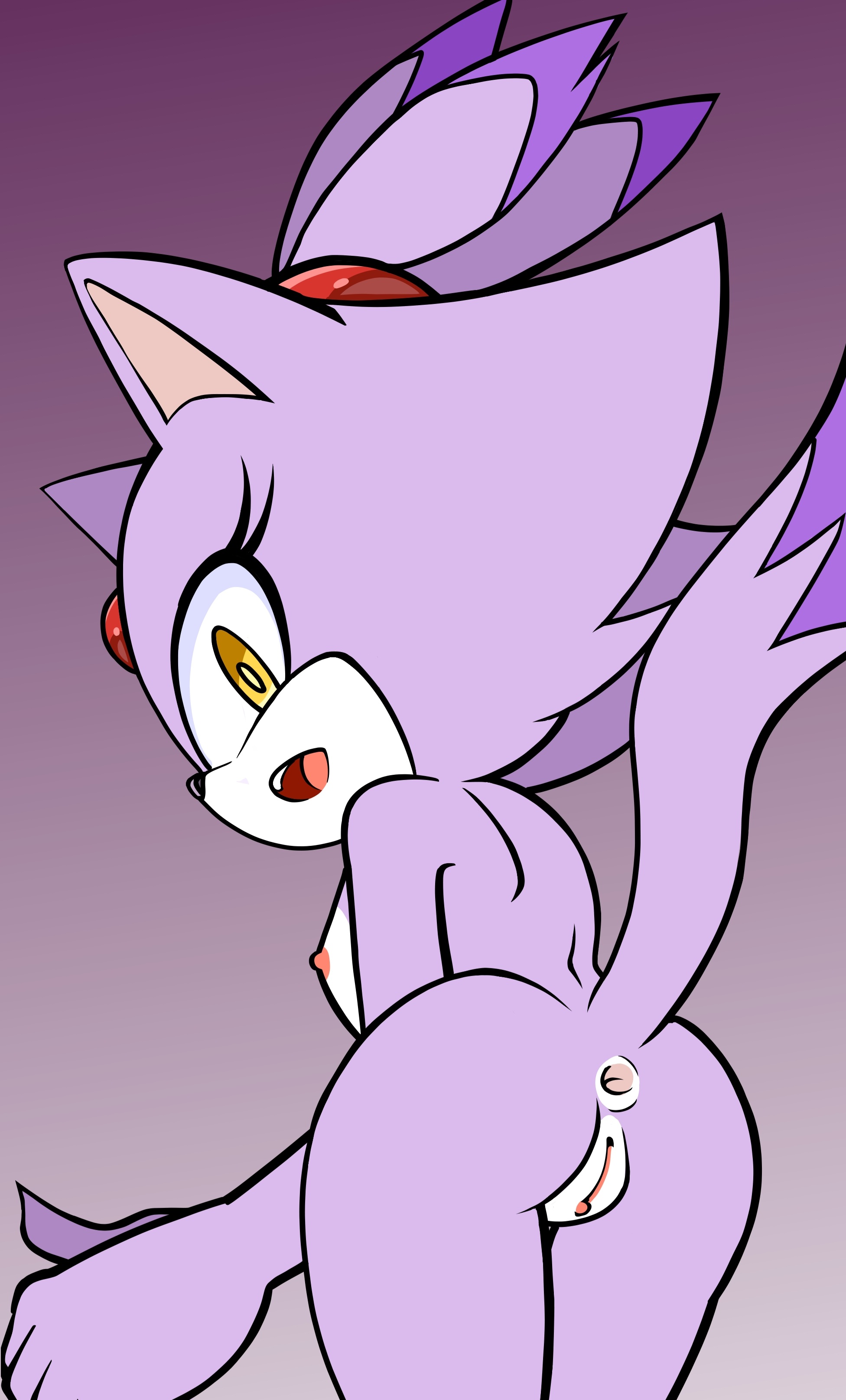 blaze the cat, sonic (series), 1girl, anus, ass, nipples, nude, pussy, yellow eyes
