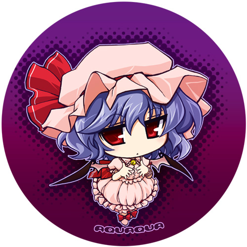 ikeda jun (aquaqua), jun (aquaqua), remilia scarlet, touhou, lowres, 1girl, chibi, female focus, hat, red eyes, solo, wings
